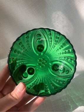 Vintage Anchor Hocking Burple Inspiration Green Glass Small Dessert Bowl!